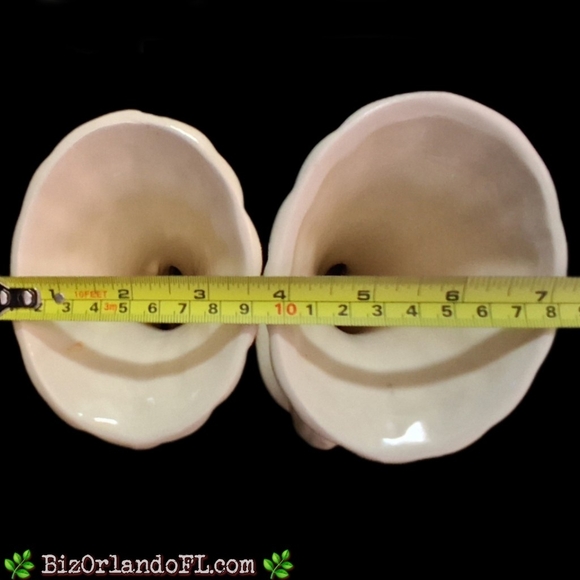 VINTAGE Pair of USA Art Pottery Matte White Cornucopia Planter Vases circa 1940s - Picture 8 of 10